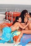 Kinky lesbian Kaylani Lei with girlfriends are in the open sea having the nasty licking