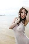 Ruka ichinose पता चला बंद में पारदर्शी सफेद गीला पोशाक पर के सागर और तो गर्मागर्म गड़बड़ पर तट
