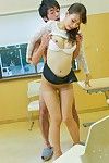 Dirty young student Yui Oba gets her shaved slit rammed hardcore in the classroom