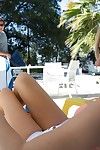 Topless blonde Lexi Belle is giving head by the pool. Herself in the mood for oral-job sex.