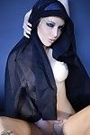 Rounded brunette hair Kayden Kross is clothed as a nun but that babe is keen to strip.