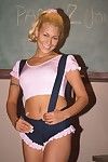 Schoolgirl Cindy Crawford  with undersize round billibongs an tight fur pie strips to take a 10-Pounder