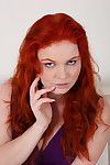 Redhead and appealing solo young Barbara Babeurre is control her shaved kitty with act of love implement