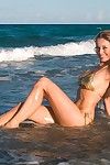 sexy cuerpo piernas largas modelo Anita oscuro en Bikini Plantea en el Playa :Por: el mar