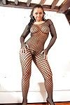 Busty bubble butt latina Joyce Oliveira has sex with her fishnet body stocking on