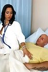 Busty raven doctor Isis Love in white stockings gets hardcored during working hours