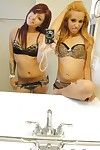 Lesbians with firm asses Madelyn Monroe and Chole Starr take mirror selfies