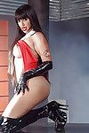 Hot Latina MILF Mercedes Carrera posing in stripper boots & long black gloves