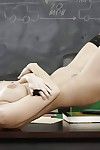 Blonde schoolteacher Christie Stevens posing nude in glasses