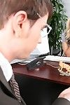 Sexy bodied office babe Ashlynn Brooke takes off her clothes and gets nailed on a desk