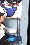 Busty milf Devon Michaels in baseball uniform gets fucked in the locker room