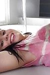 Wet brunette babe Ella Martin bares tiny tits while spreading pussy in bath