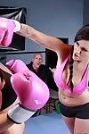 Tattooed lady boxer Lexi Ward gets her big knockers fucked and takes it in her pussy