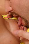 Blonde Hillary Scott dressed in yellow gets tongue fucked before taking a cock
