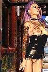 Tattooed punk toon in a dress