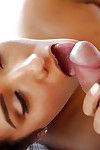 Dominant Eastern pornstar Eva Lovia licking immense shlong during giving cock sucking servitude