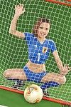 Japanese body art pattern Annie Ling pretends that this chick wears blue skin constricted soccer uniform