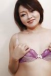 Eastern mama Mika Aoto gets undressed off pink underclothing to wank hirsute cage of love