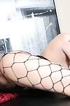 Tattoo pretty Jade Hsu in corset and fishnet pipe takes lenience of powerful dick