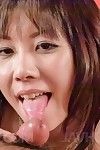 Sweet Chinese gal with darksome brown Hina Tokisaka gives a dick sucking and obtains facial