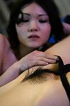The damp girl-on-girl session with charming Eastern Yuka B with wavy cage of love and her supporter Asuka A
